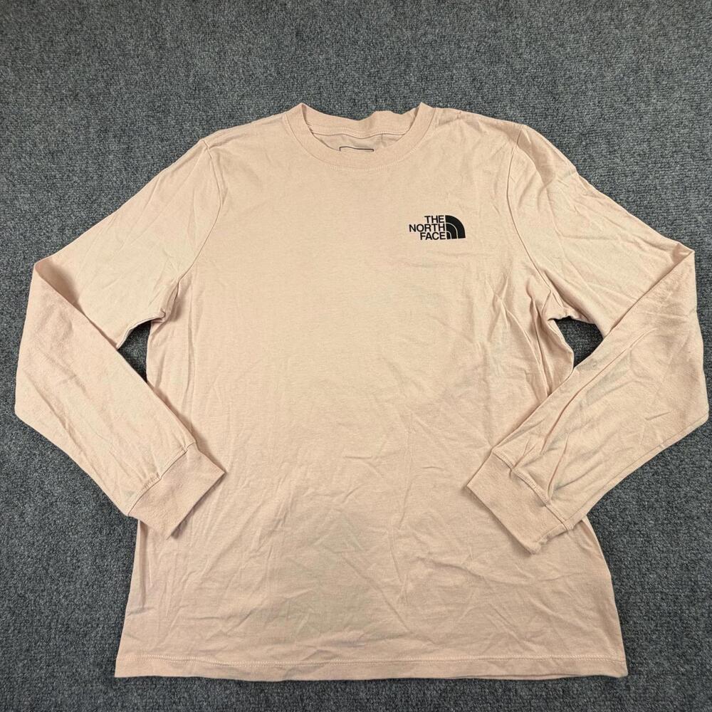 The North Face Womens Pink Cotton Long Sleeve Graphic T-Shirt Size L #953